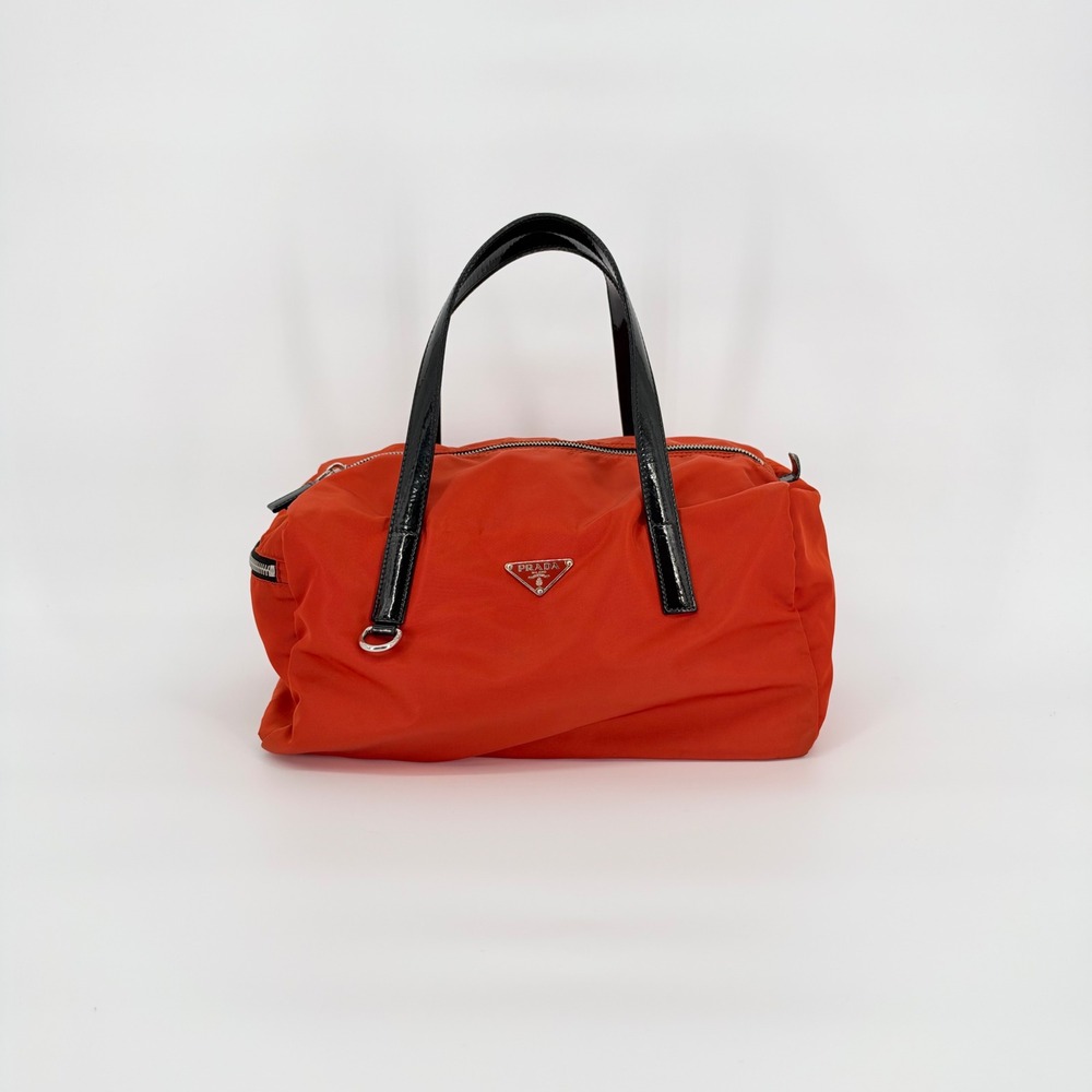 Prada Nylon Shoulder Bag Orange Tessuto Bowling Y2K Luxury Sporty Casual Gym